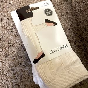 Fleece Lined Cream Sweater Leggings NEW and UNOPENED